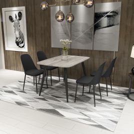 NEXO Rectangular Dining Table with 4 Duo Plastic Chairs - Grey Oak with Black