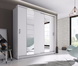 Sliding Wardrobe - ARTU 2 Door Mirrored Wardrobe White 220cm