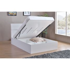 Tintagel White High Gloss Storage Ottoman Bed Gas Lifted - Double Bed