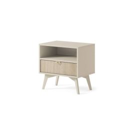 Bedside Table - FLAHERTY Nightstand Beige 54cm