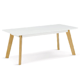 Lynton Rectangle Coffee Table with Solid Beech Legs - White
