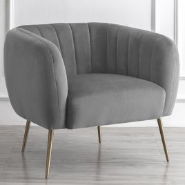 Armchair - LUMETTA Velvet Fabric Chair - Grey