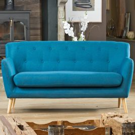 3 Seater Sofa - ELVERRA Fabric Sofa Light Legs - Teal