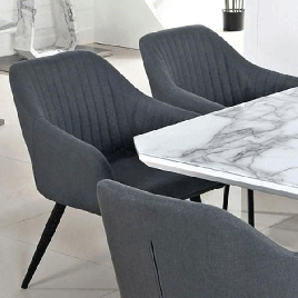 Darkseid Set of 2 Fabric Dining Chairs - Grey and Black