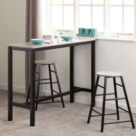 Athens Breakfast Bar Set - Concrete Effect Black