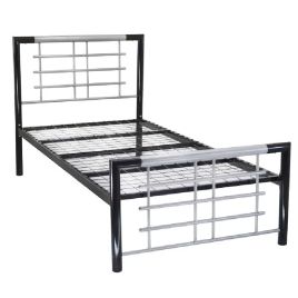 Atlanta Black & Silver Metal Bed Frame - 3ft Single