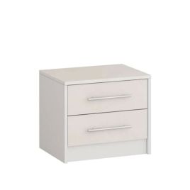 Bedside Table - STELLAR 2 Drawer Nightstand White 50cm