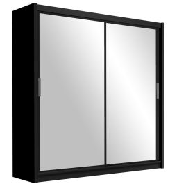 AURORA 2 Door Full Mirrored Sliding Wardrobe Black - 160cm