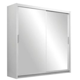AURORA 2 Door Full Mirrored Sliding Wardrobe White - 160cm