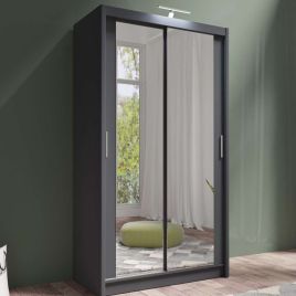 Avant 120cm Full Mirrored Sliding Wardrobe - Grey