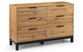 Oak Finish Chest of Drawers - BLAINE Large Chest  6 Drawers  Double Chest