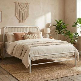 Double Bed - BAXTER 4ft6 Metal Bedframe - White