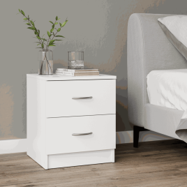 AYSFORD 2 Drawer Bedside Table - White