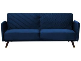 Velvet Fabric Sofa Bed Blue SENJA