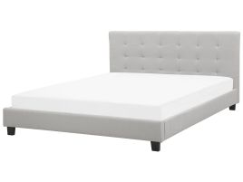 Fabric EU Super King Size Bed Light Grey LA ROCHELLE