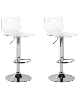 Set of 2 Swivel Bar Stools Transparent MALTA