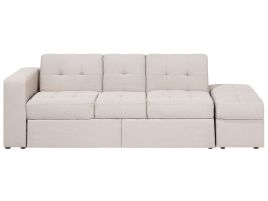 Sectional Sofa Bed with Ottoman Beige FALSTER