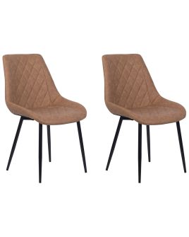 Set of 2 Faux Leather Dining Chairs Golden Brown MARIBEL