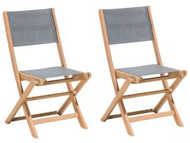Set of 2 Acacia Garden Folding Chairs Light Wood CESANA