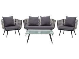 4 Seater PE Rattan Garden Sofa Set Grey RAGUSA