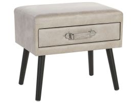 Faux Leather Side Table Beige EUROSTAR