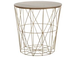Wire Frame Metal Storage Side Table Gold LANARK