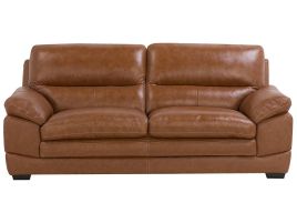 3 Seater Leather Sofa Golden Brown HORTEN