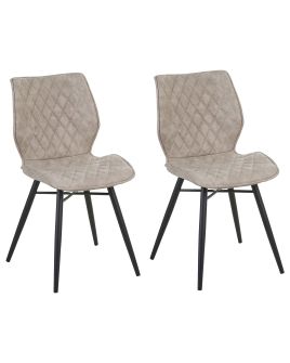 Set of 2 Fabric Dining Chairs Beige LISLE