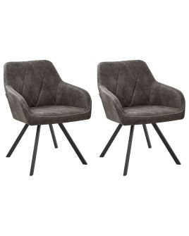 Set of 2 Fabric Dining Chairs Grey MONEE