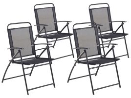 Set of 4 Garden Folding Chairs Black LIVO