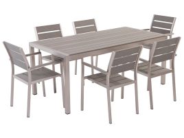 6 Seater Aluminium Garden Dining Set Grey VERNIO