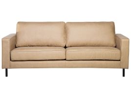 3 Seater Faux Leather Sofa Beige SAVALEN