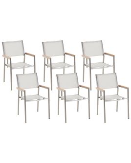 Set of 6 Garden Chairs White GROSSETO