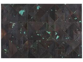 Cowhide Area Rug 160x230cm Brown with Turquoise