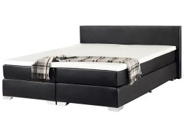 Faux Leather EU Super King Size Divan Bed Black PRESIDENT