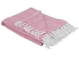 Cotton Blanket 130 x 160 cm Pink TANGIER