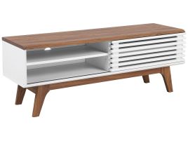 TV Stand White and Dark Wood TOLEDO
