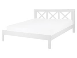 Wooden EU King Size Bed White TANNAY