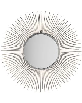Metal Sunburst Wall Mirror 80cm Silver