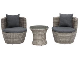 PE Rattan Garden Bistro Set Grey CAPRI