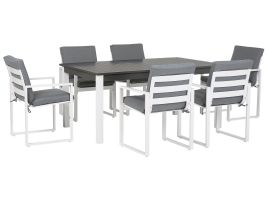 6 Seater Metal Garden Dining Set Grey PANCOLE