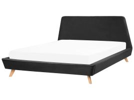 Velvet EU Super King Size Bed Black VIENNE