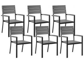 Set of 6 Garden Chairs Grey COMO