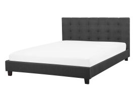 Fabric EU Double Size Bed Dark Grey LA ROCHELLE