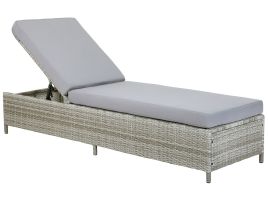 PE Rattan Reclining Sun Lounger Grey TURIN II