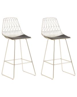 Set of 2 Metal Bar Chairs Gold PRESTON