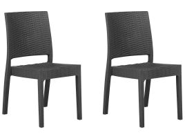 Set of 2 Garden Dining Chairs Grey FOSSANO