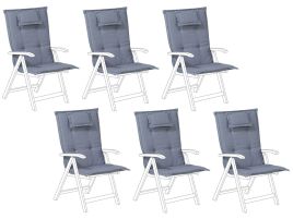 Set of 6 Outdoor Seat/Back Cushions Blue TOSCANA/JAVA