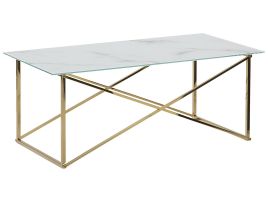 Marble Effect Coffee Table White with Gold EMPORIA