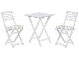 Acacia Wood Garden Bistro Set with Mint Green Cushions White FIJI